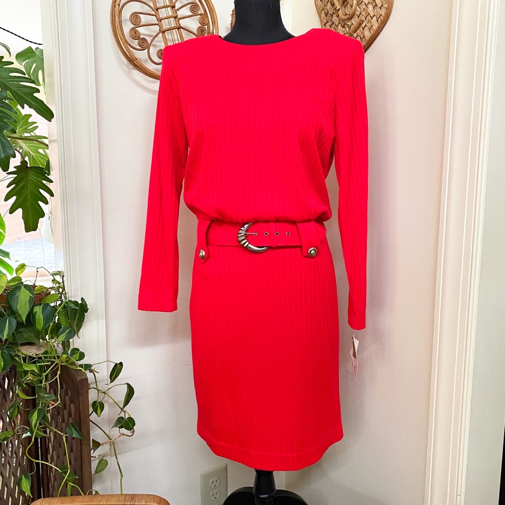 Vintage 80s Red Knit Dress